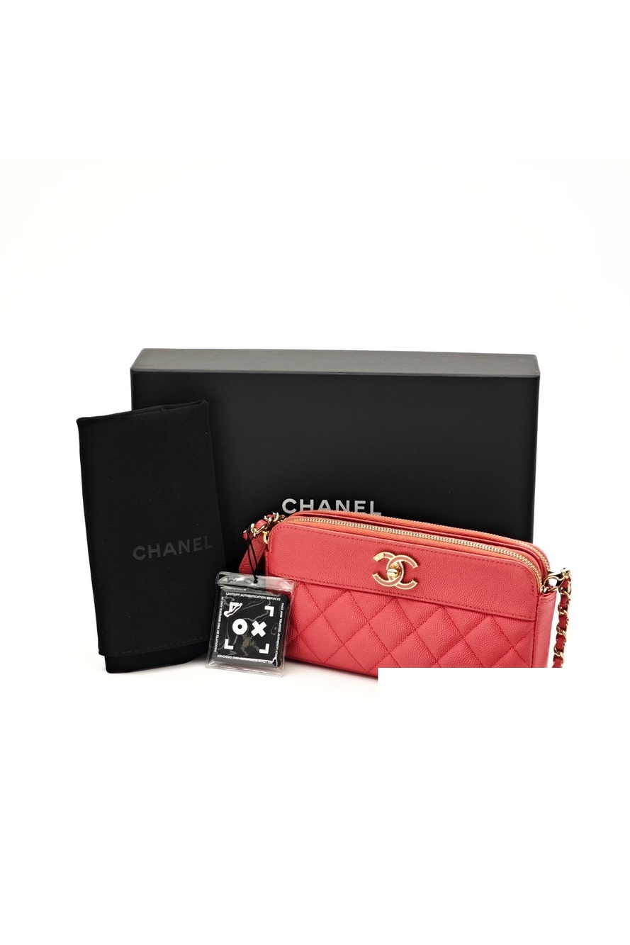 Chanel Chain Wallet Shoulder Bag Small Pink